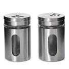 Kit 2 Porta Temperos Condimentos Aço Inox com Visor De Vidro