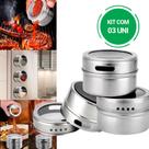 Kit 2 Porta Temperos Condimentos Magnético Inox - 3un