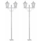 Kit 2 Postes de Jardim Duplo Luminária Externa Colonial E27 Branco Grega Dital 1,61m Tubo Alumínio