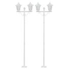 Kit 2 Postes Luminária Branco 1,6m Jardim 2 Lâmpadas E27 Grega Lente Fosca Dital