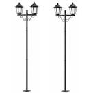 Kit 2 Postes Luminária de Jardim Retrô Colonial Preto Dital Grega 1,61m Alumínio Lente Fosca