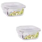 kit 2 Pote 320ml Vidro Forno Microondas Quadrado Hermetico