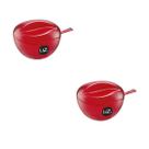 Kit 2 Pote Açucar Açucareiro Translucido 15x9,5Cm Vermelho
