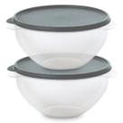 Kit 2 Pote de Plástico Hermético 1L Marmita C/ Tampa Bowl Redondo Tijela Vasilha Alimentos