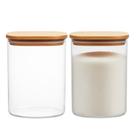 Kit 2 Pote de Vidro com Tampa de Bambu Hermético Porta Mantimentos Organizador 550ml 12cm Quadrado Em Casa Tem