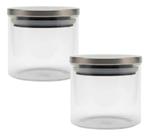 Kit 2 Pote De Vidro Com Tampa Hermética Inox 700ml Multiuso