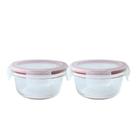 Kit 2 Pote De Vidro Hermético Redondo Com Tampa Lock Marmita Fit 400ml
