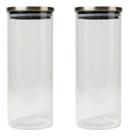 Kit 2 Pote De Vidro Tampa Inox Hermetica Organ 1,8l Multiuso
