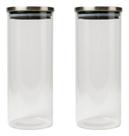 Kit 2 Pote De Vidro Tampa Inox Hermetica Organ 2,2l Multiuso