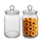 Kit 2 Pote Hermético De Vidro Porta Mantimentos Com Tampa Transparente Cereal 1,6l Lyor