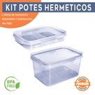 Kit 2 Pote Hermético Organizador 4 Litros E Porta Frios 1000 Ml Com Escorredor e Trava de Vedação