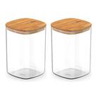 Kit 2 Pote Hermético Organizador Tampa De Bambu 1l Ou