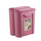 Kit 2 Pote para Ração Sanremo Rosa para Gato e Cachorro com Tampa Resistente Animais Doméstico Novo