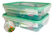 Kit 2 Pote Plástico Com Travas E Divisória 730ml Freshy Sanremo