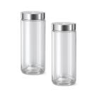 Kit 2 Pote Porta Mantimento 2200ML Tampa Inox Cozinha Armários Alimento Organizador Açúcar Multiuso