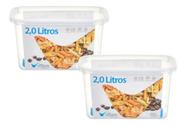 Kit 2 Pote Quadrado 2l Armazenamento Bpa Free Alimentos