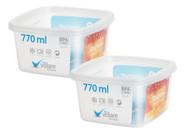 Kit 2 Pote Quadrado 770ml Armazenamento Alimento Bpa Free