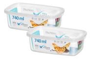 Kit 2 Pote Retangular 740ml Armazenamento Alimento Bpa Free