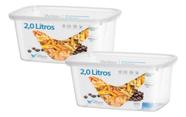 Kit 2 Pote Retangular Alimento 2l Armazenamento Bpa Free