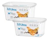 Kit 2 Pote Retangular Alimento 3l Armazenamento Bpa Free