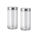 Kit 2 Pote Vidro Mantimentos 1700ml Tampa Inox Alimentos Pia Organizador Despensa Cozinha Recipiente