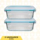 Kit 2 Pote Vidro Tampa Hermético 640ML Marmita/Lanche - PCT