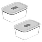 Kit 2 Potes 1200ml Marmita C/ Tampa Hermética Vidro Transparente Cozinha Organizador Alimento Multiuso Geladeira