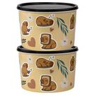 Kit 2 Potes 2 Litros Mantimento Decorado Cantinho do Café Açúcar Café Bolacha Cápsula Capivara Label