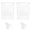 Kit 2 Potes Acrílico Retangular c/ Tampa 36l + Conchas 600ml