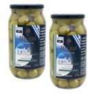 Kit 2 Potes Azeitona Grega Hílios Recheada com Amêndoa 600g Vidro Gourmet Premium