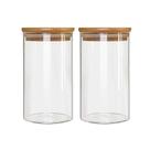 Kit 2 Potes Borossilicato Hermético Tampa Bambu 1100ml Class