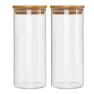 Kit 2 Potes Borossilicato Hermético Tampa Bambu 1800ml Class