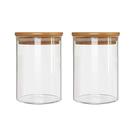 Kit 2 Potes Borossilicato Hermético Tampa Bambu 450ml Class