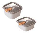 Kit 2 Potes De Plástico Tampa C/ Trava 800/510 Ml Plasutil