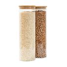 Kit 2 potes de vidro 2L tampa de bambu herméticos redondos - Tüd Kit 2 potes de vidro 2L tampa de bambu herméticos redondos - Tüd