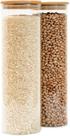 Kit 2 potes de vidro 2L tampa de bambu herméticos redondos