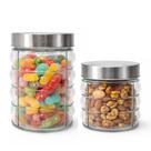 Kit 2 Potes de Vidro 800ml e 1200ml Tampa Inox Porta Mantimento Point Decor Kit 2 Potes de Vidro 800ml e 1200ml Tampa Inox Porta Mantimento Point Decor