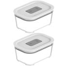 Kit 2 Potes De Vidro Borossilicato 370ml Hermético Fresh Lock Branco Marmita Ou