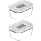 Kit 2 Potes De Vidro Borossilicato 370ml Hermético Fresh Lock Branco Marmita Ou