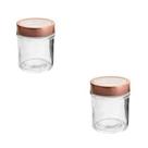 Kit 2 Potes de Vidro c/ Tampa Rose Gold 300 ml - Lyor