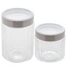 Kit 2 Potes de Vidro com Tampas Inox 870ml e 1,2L Lyor Sydney Biscoitos Cereais Kit 2 Potes de Vidro com Tampas Inox 870ml e 1,2L Lyor Sydney Biscoitos Cereais