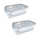 Kit 2 Potes De Vidro Hermética Com Tampa 1040ml Mantimentos para Microondas Freezer Congelador Geladeira Comida