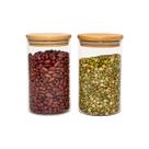 Kit 2 Potes de Vidro Hermético C/ Tampa de Bambu 600ml Oikos
