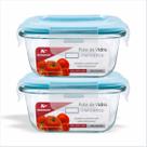 "Kit 2 Potes de Vidro Herméticos 320 ml Para Marmita, Papinha, Pratico Travas Anti Vazamento BPA Free