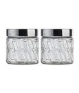 Kit 2 Potes de Vidro Mosaico Com Tampa Inox 0,5 Litros