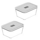 Kit 2 Potes De Vidro Organizador com Tampa para Micro ondas Air Flyer Freezer 725ml E 370ml Ou
