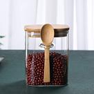 Kit 2 Potes De Vidro Quadrado 1l C/tampa E Colher Flat Bambu