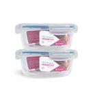 Kit 2 Potes De Vidro Redondo Com Tampa Hermética 1300ml