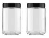 Kit 2 Potes de Vidro Redondo para Café Bolachas Grãos 1100ml