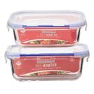 Kit 2 Potes De Vidro Retangular Tampa Hermética 420ML 560ML
